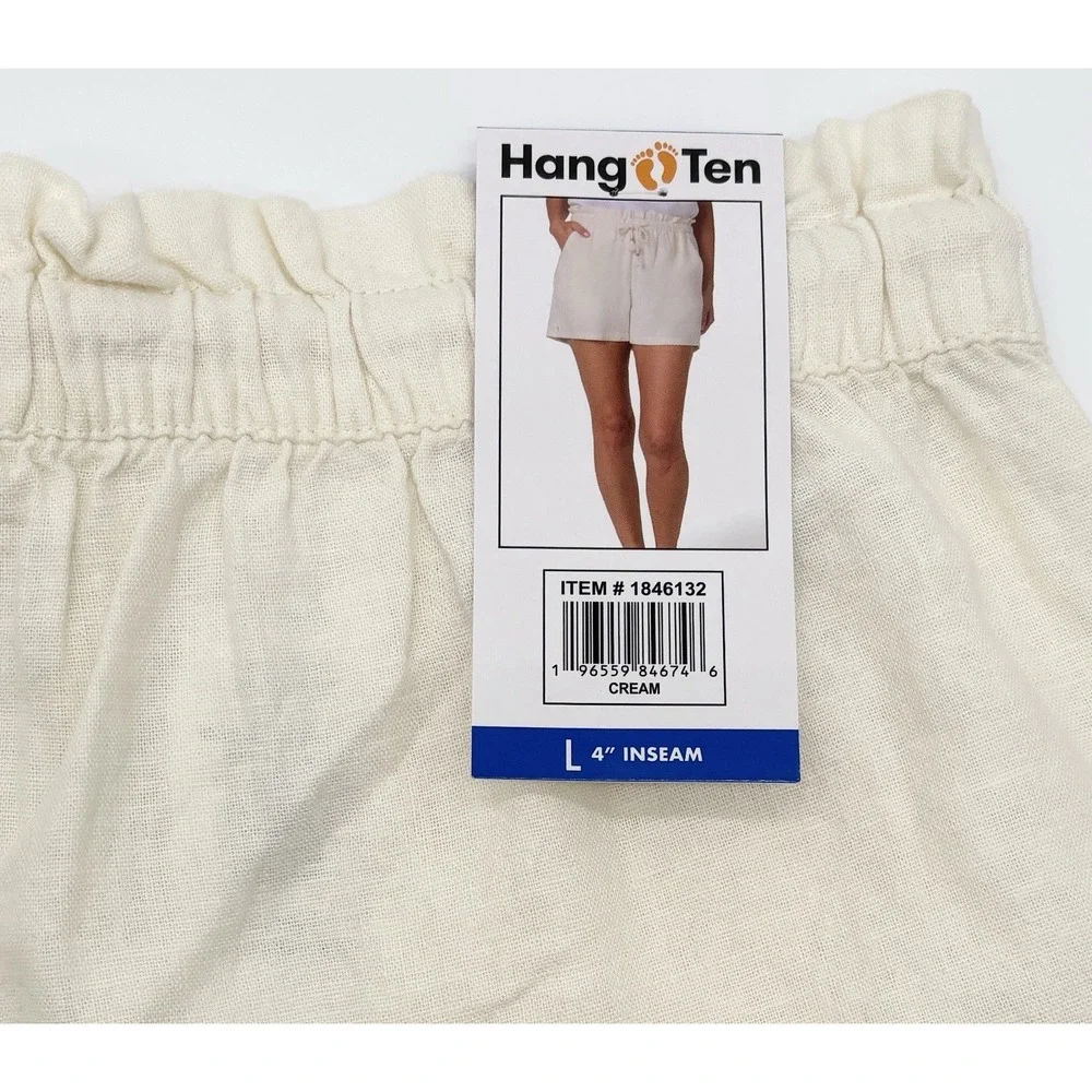 Hang Ten Women's Linen Blend Short, Cream, Size L